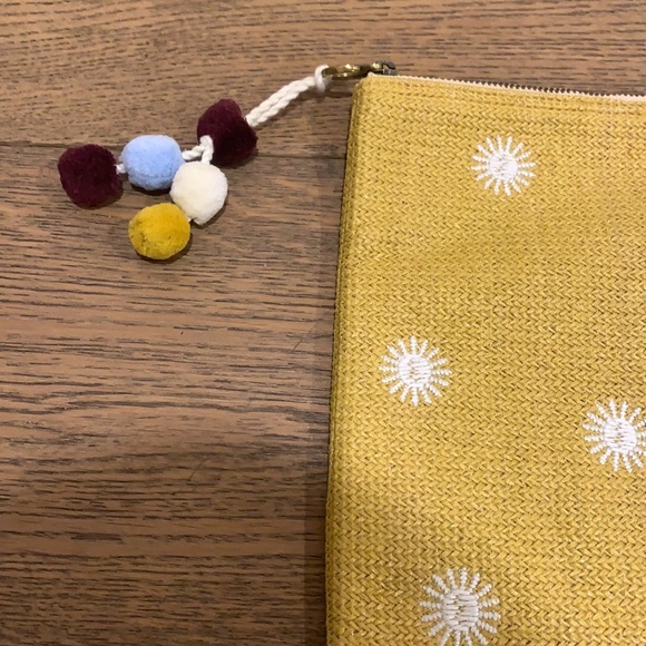 Madewell Yellow Sun Pouch Clutch with Pom Pom NWT - Picture 3 of 7